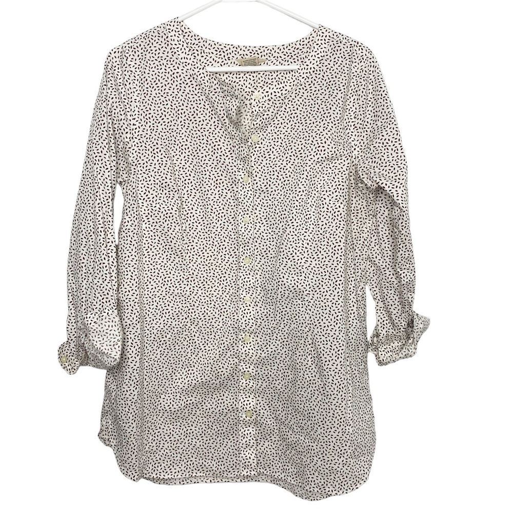 Duluth tunic top white burgundy size medium j - Picture 3 of 5